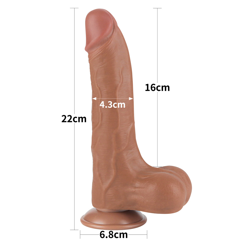 Lovetoy Sliding Skin Dual Layer Dong Borwn 22 Cm Realistik Penis LV317309