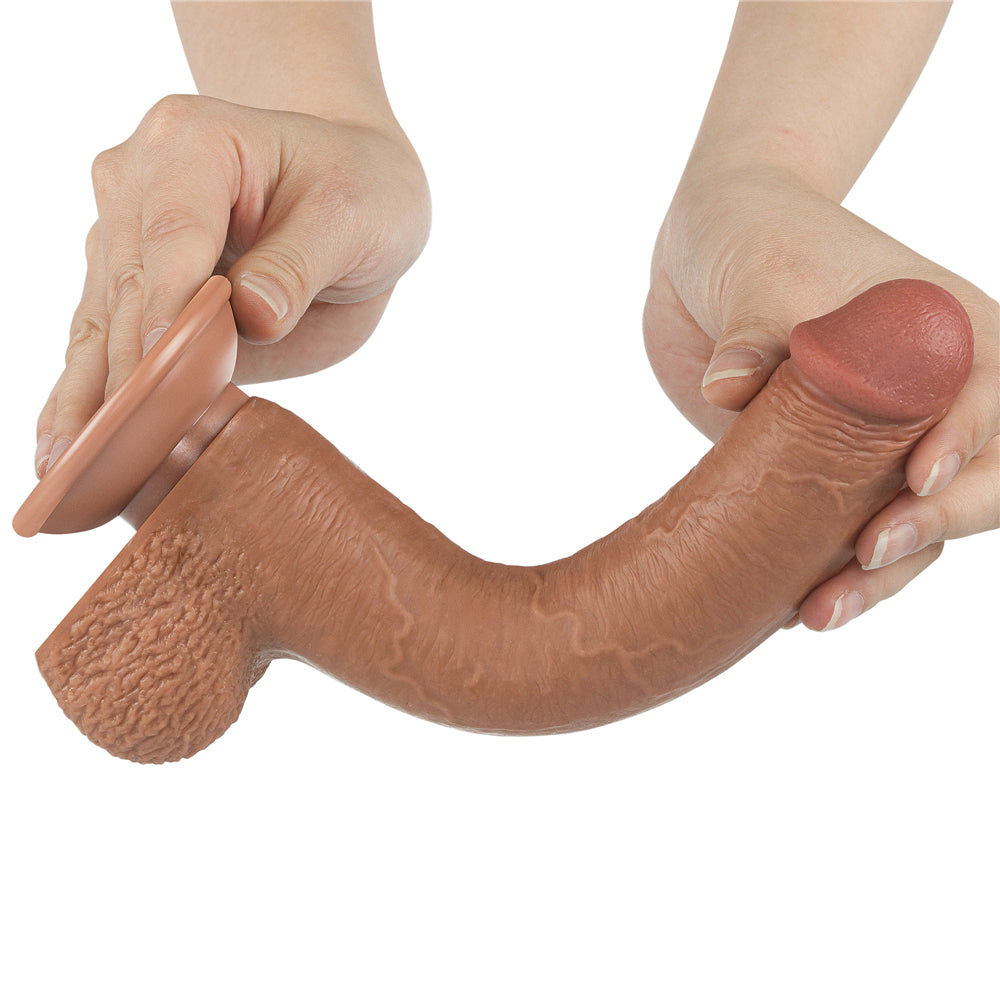Lovetoy Sliding Skin Dual Layer Dong Brown 23 Cm Realistik Penis LV317310