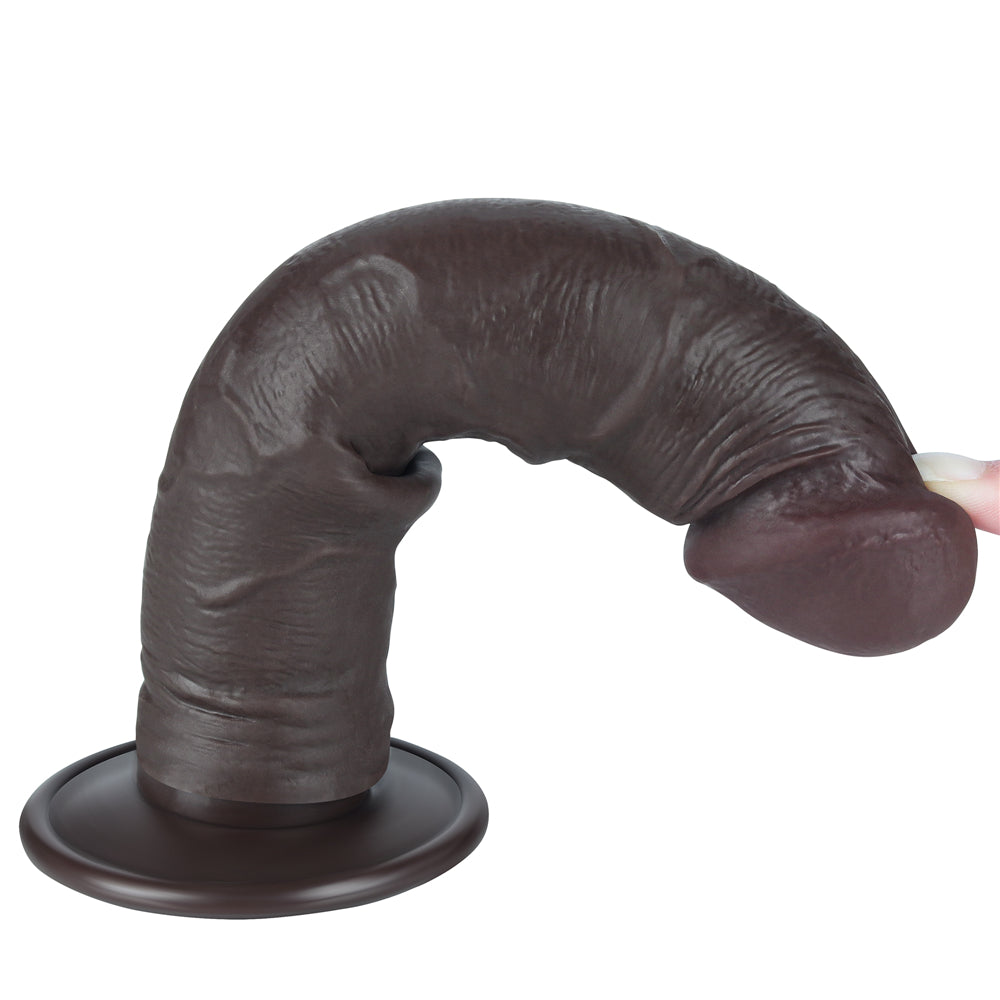 Lovetoy Sliding Skin Dual Layer Dong Black 20 Cm Testissiz Realistik Penis LV317406