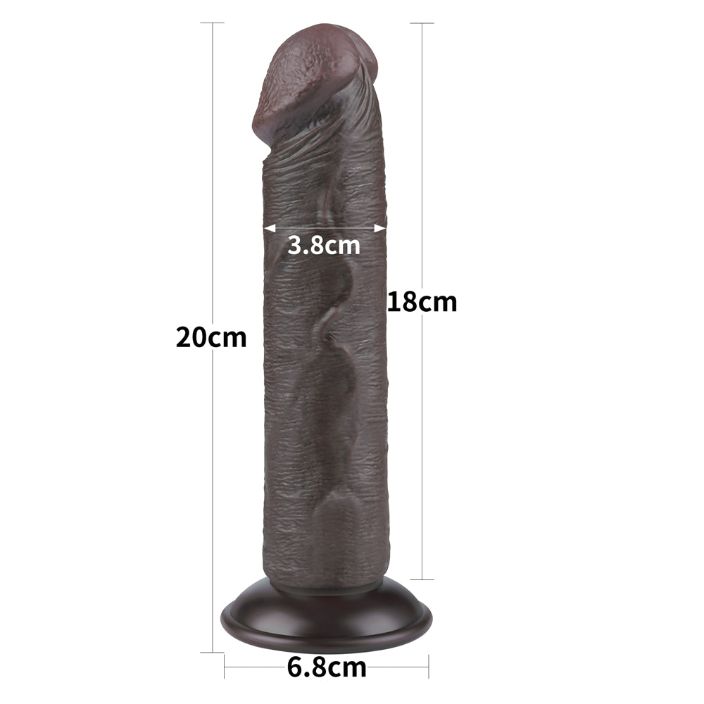 Lovetoy Sliding Skin Dual Layer Dong Black 20 Cm Testissiz Realistik Penis LV317406