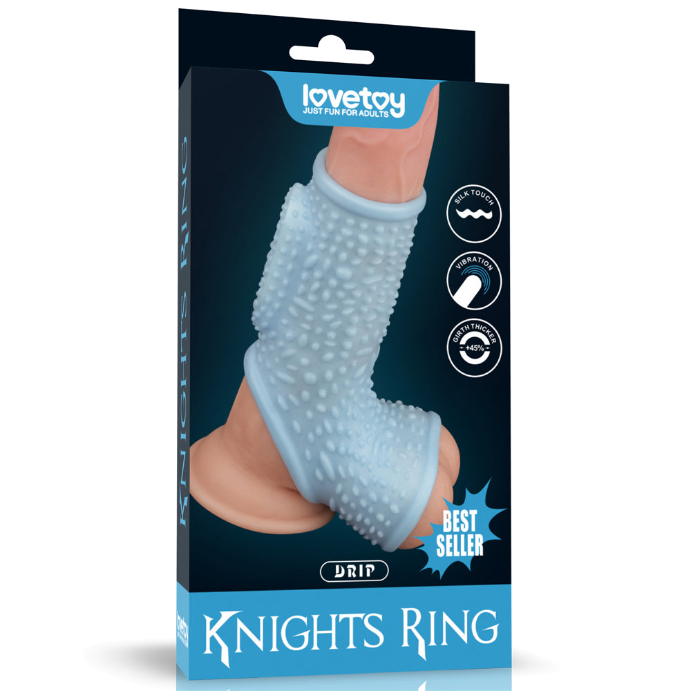 Lovetoy Vibrating Drip Knights Ring with Scrotum Sleeve Titreşimli Penis Kılıfı LV343126