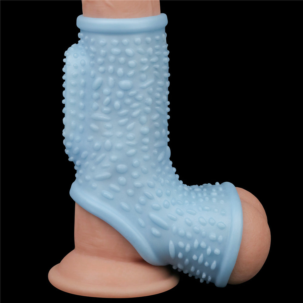 Lovetoy Vibrating Drip Knights Ring with Scrotum Sleeve Titreşimli Penis Kılıfı LV343126