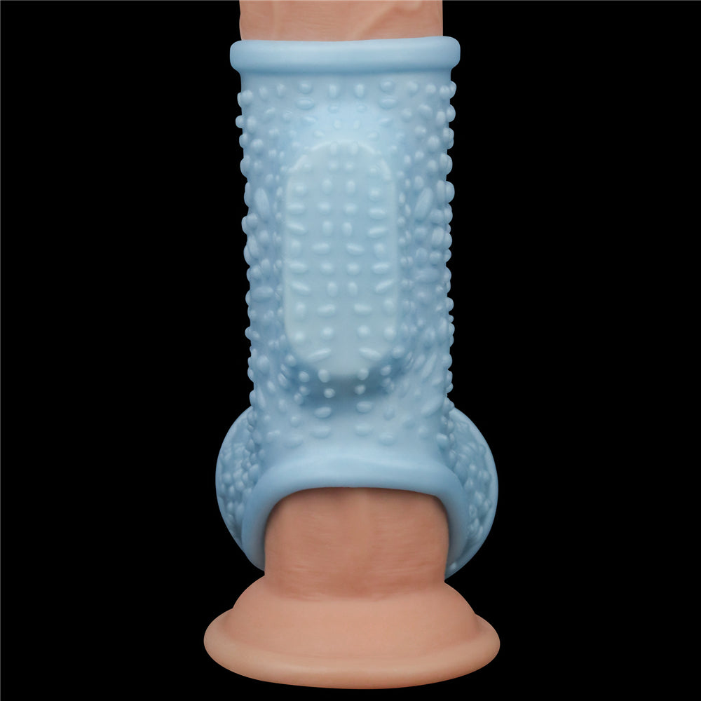 Lovetoy Vibrating Drip Knights Ring with Scrotum Sleeve Titreşimli Penis Kılıfı LV343126