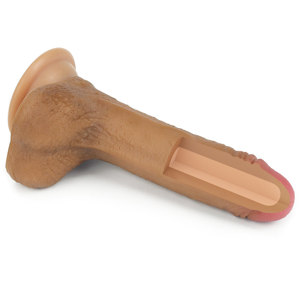 Lovetoy Dual Layered Platinum Silicone Borwn Dildo 18 cm Realistik Penis LV4001B