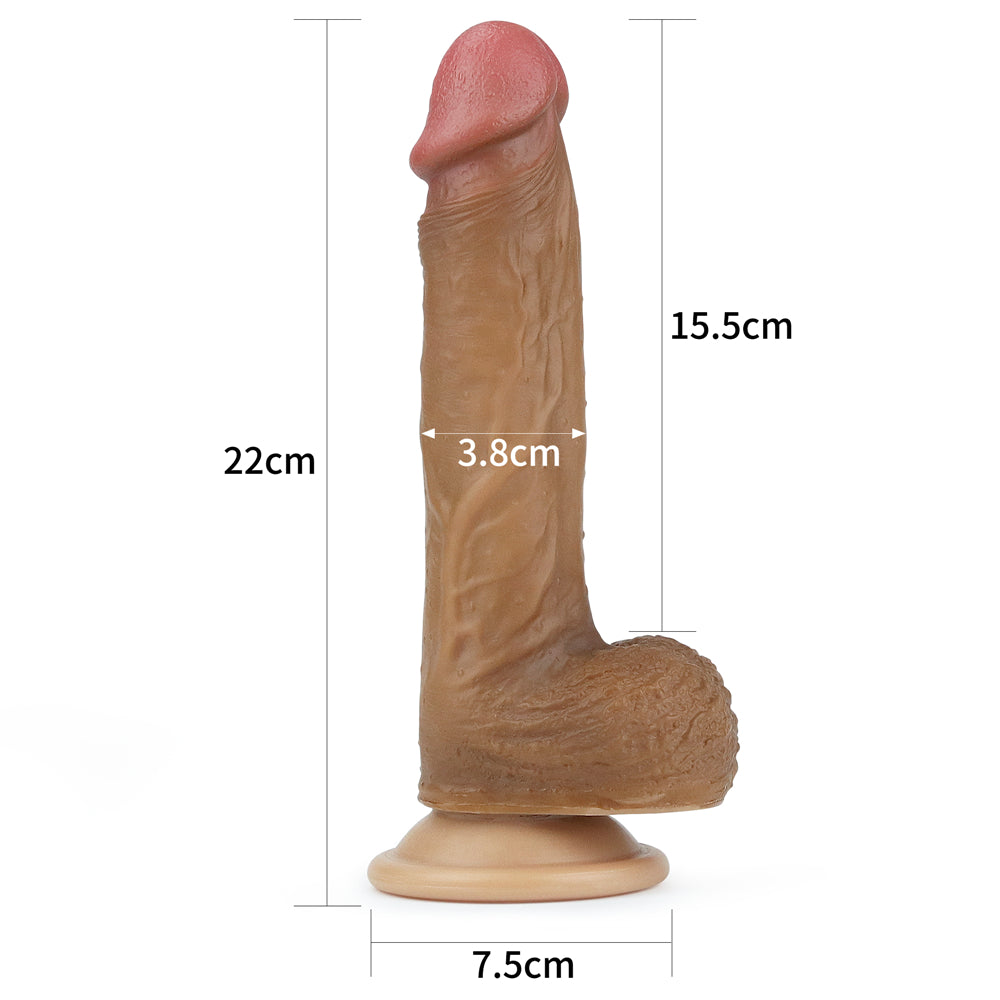 Lovetoy Dual Layered Platinum Silicone Dildo Brown 21.5 cm Realistik Penis LV4003B