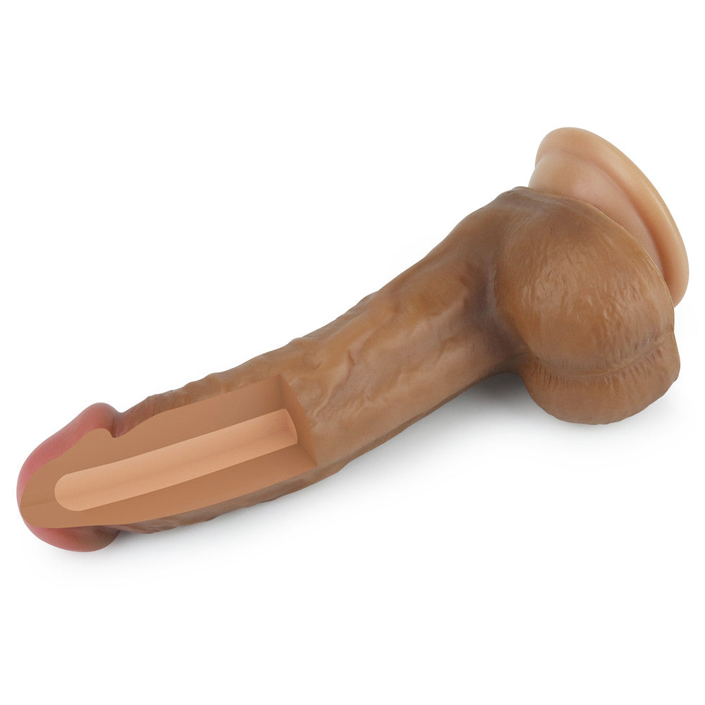 Lovetoy Dual Layered Platinum Silicone Brown Dildo 20 cm Realistik Penis LV4004B