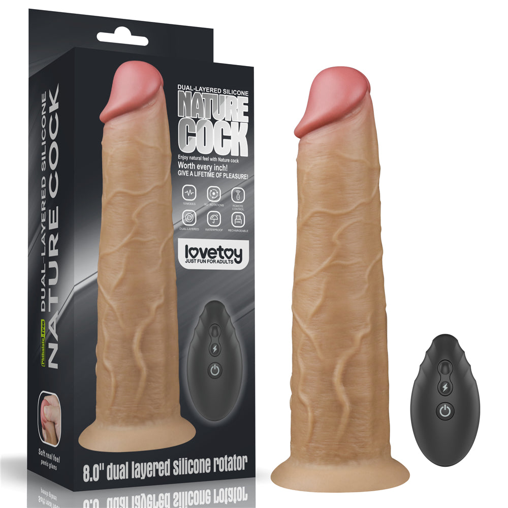 Lovetoy Dual Layered Silicone Rotator 20 Cm Hareketli Realistik Penis LV410210