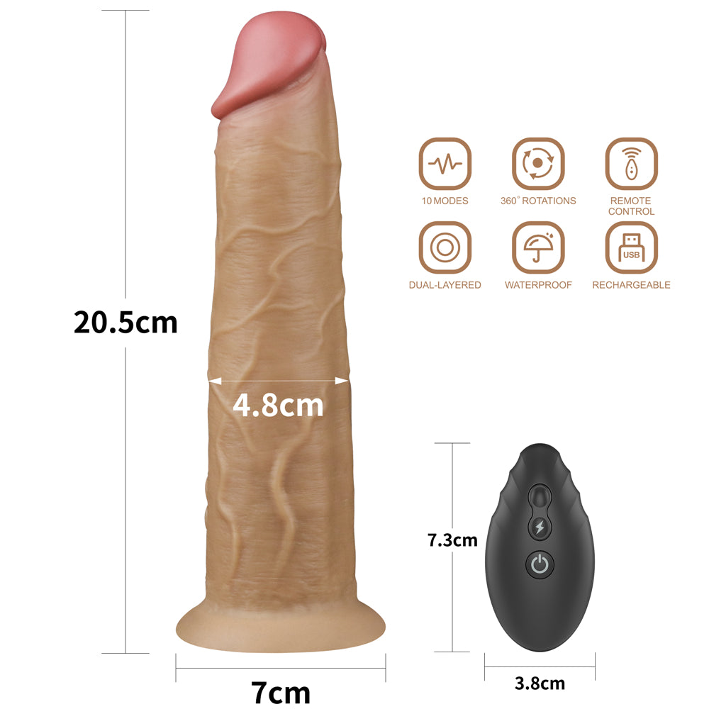 Lovetoy Dual Layered Silicone Rotator 20 Cm Hareketli Realistik Penis LV410210