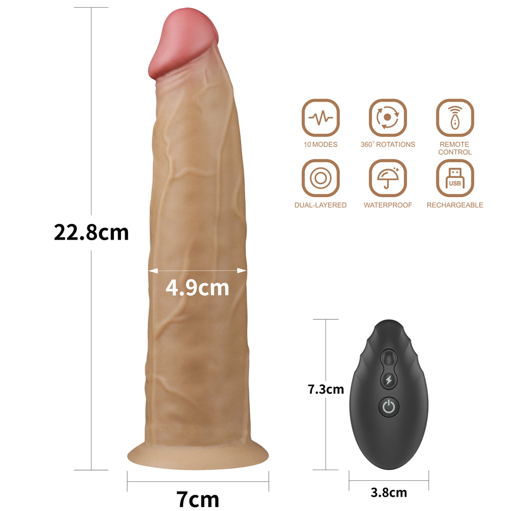 Lovetoy Dual Layered Silicone Rotator 23 Cm Hareketli Realistik Penis LV410211