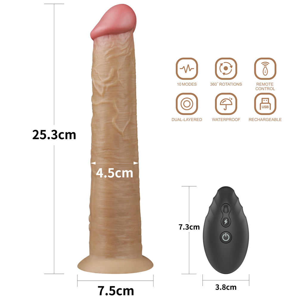 Lovetoy Dual Layered Silicone Cock 25 cm Uzaktan Kumandalı Titreşimli Realistik Penis LV410212
