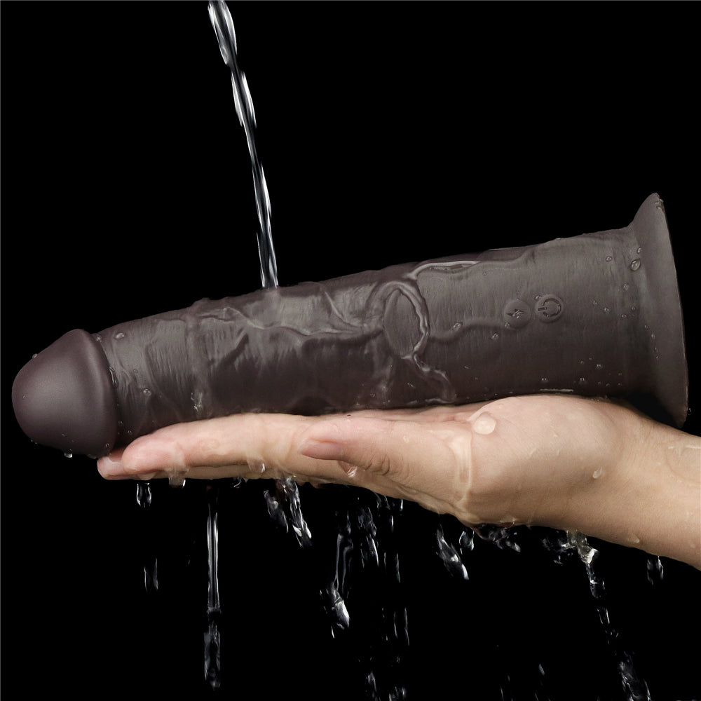 Lovetoy Dual Layered Silicone Rotator Black 20 Cm Hareketli Realistik Penis LV410220