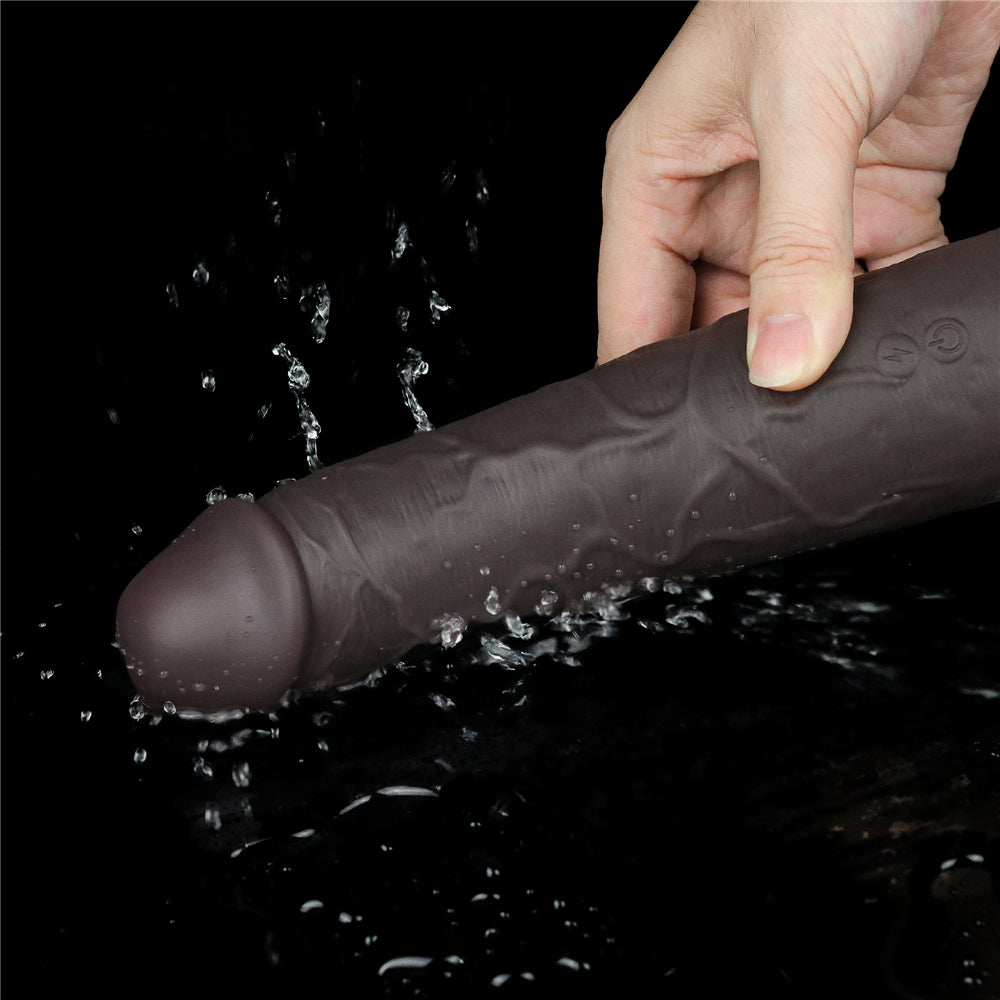 Lovetoy Dual Layered Silicone Rotator Black 20 Cm Hareketli Realistik Penis LV410220