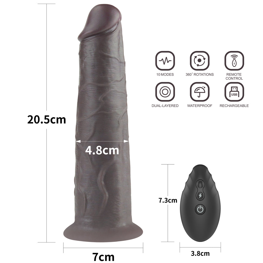 Lovetoy Dual Layered Silicone Rotator Black 20 Cm Hareketli Realistik Penis LV410220