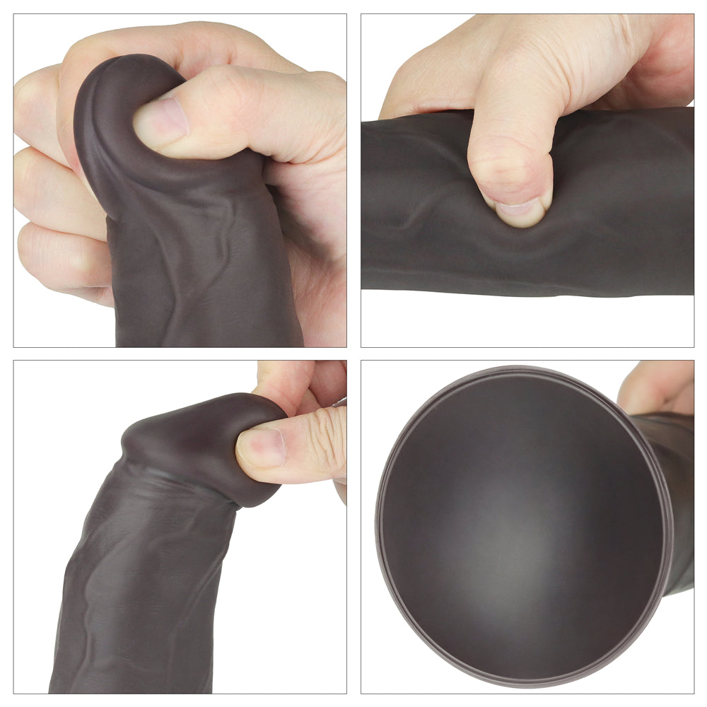 Lovetoy Dual Layered Silicone Rotator Black 23 Cm Hareketli Realistik Penis LV410221