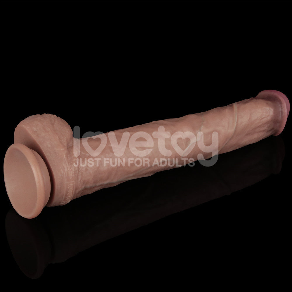 Lovetoy 14.5'' Dual Layered Bendable Silicone Cock XXL(Flesh) Et Doku Dildo LV411301