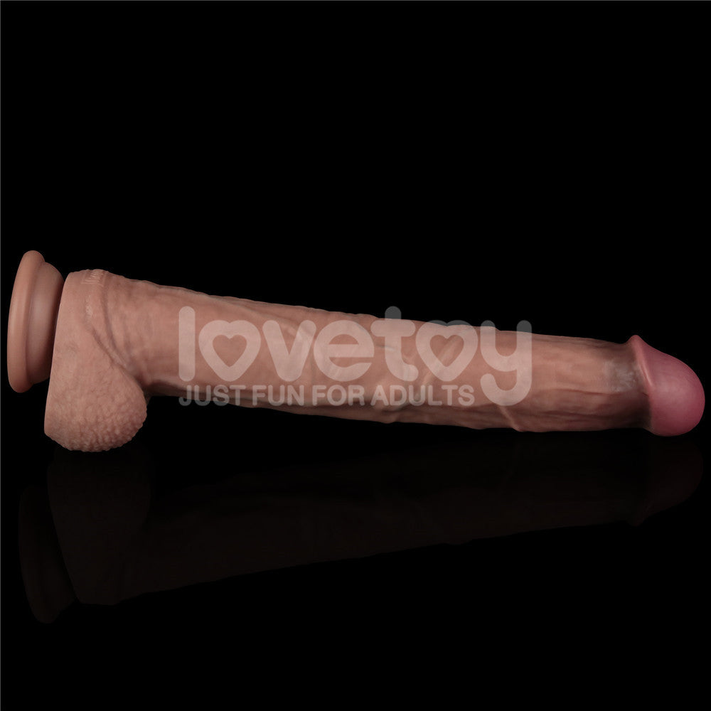 Lovetoy 14.5'' Dual Layered Bendable Silicone Cock XXL(Flesh) Et Doku Dildo LV411301