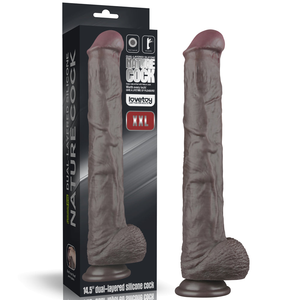 Lovetoy 14.5'' Dual Layered Bendable Silicone Cock XXL(Black) Et Doku Dildo LV411311