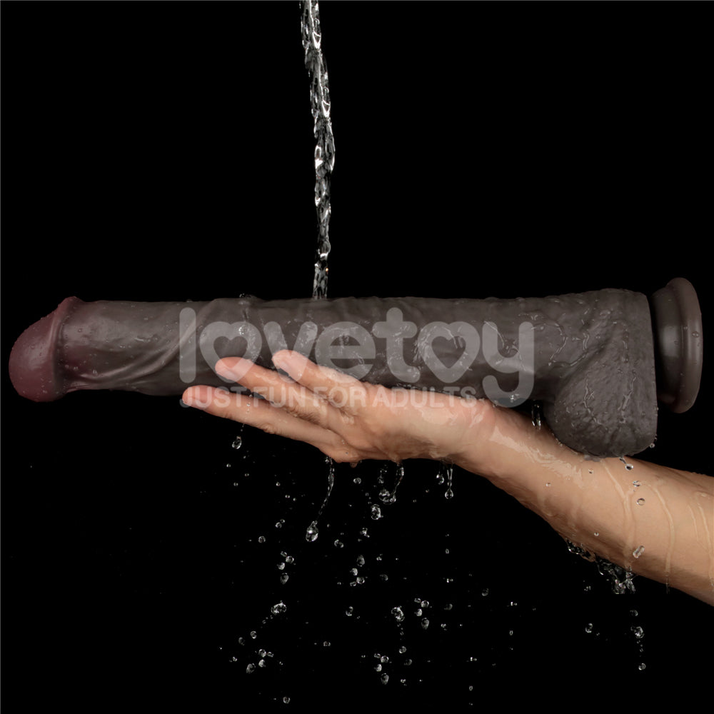 Lovetoy 14.5'' Dual Layered Bendable Silicone Cock XXL(Black) Et Doku Dildo LV411311