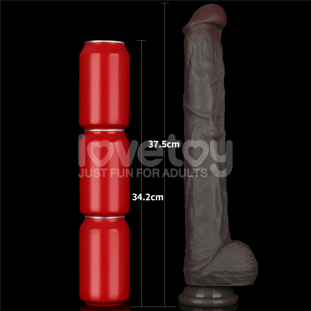 Lovetoy 14.5'' Dual Layered Bendable Silicone Cock XXL(Black) Et Doku Dildo LV411311