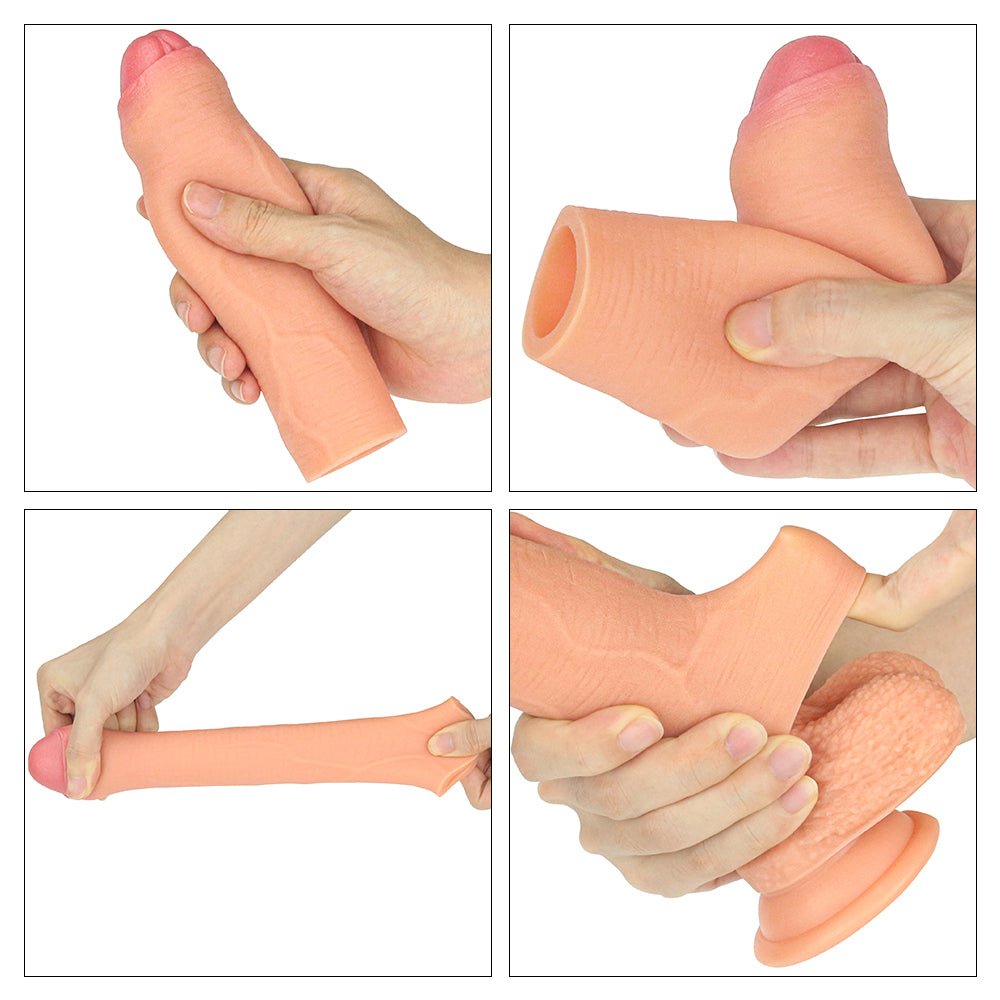 Lovetoy Nature Extender Penis Sleeve Platinum Silikon Gerçek Doku Sünnetsiz Penis Kılıfı LV4212F