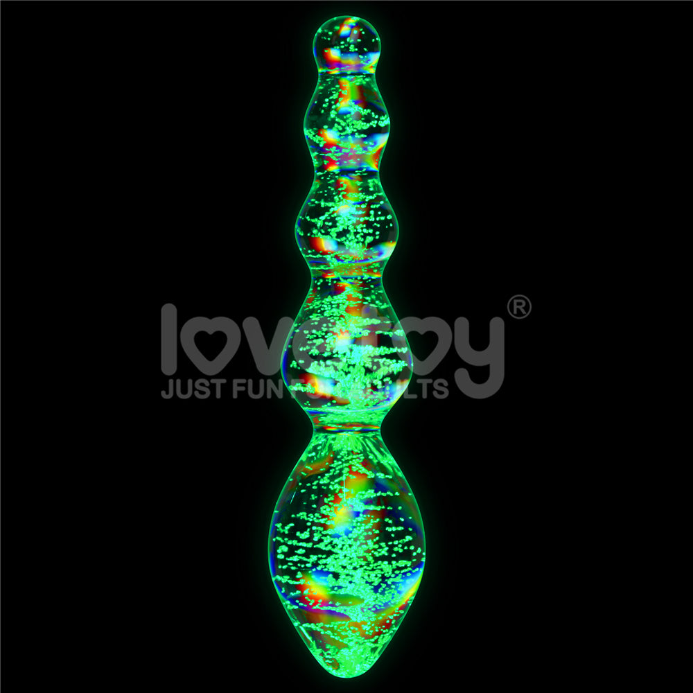 Lovetoy Glow-İn-The-Dark Twilight Gleam Glass Dildo-Tantalizing Orbs Cam Dildo LV610002