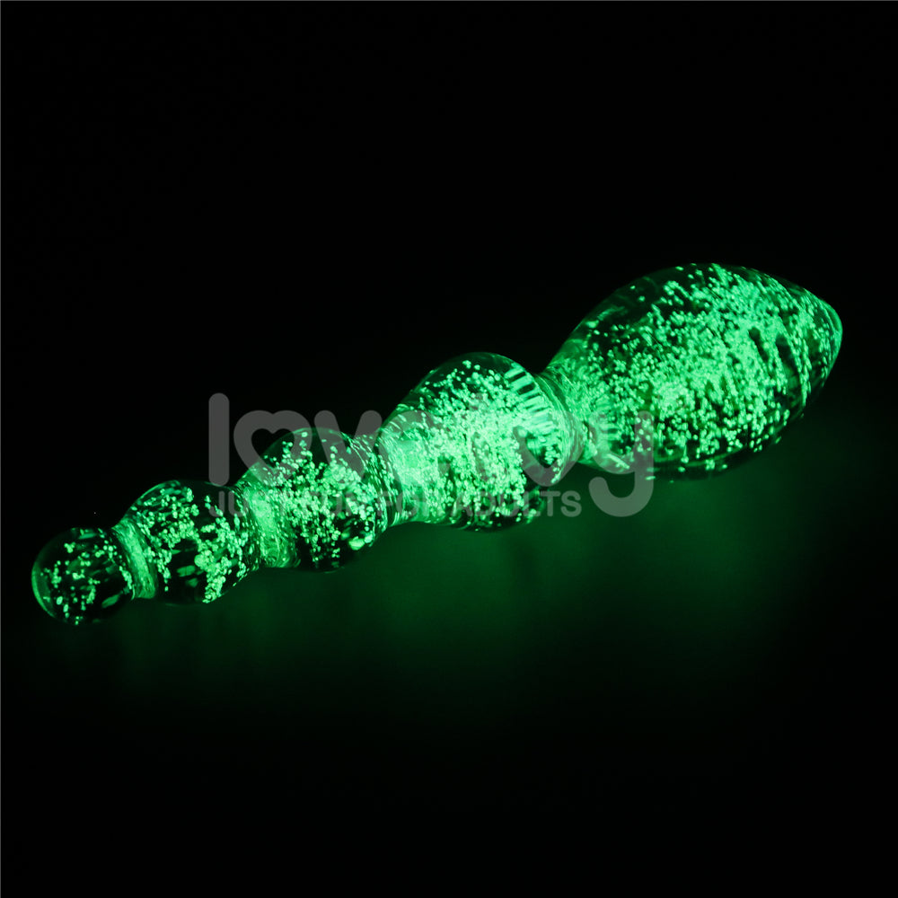 Lovetoy Glow-İn-The-Dark Twilight Gleam Glass Dildo-Tantalizing Orbs Cam Dildo LV610002