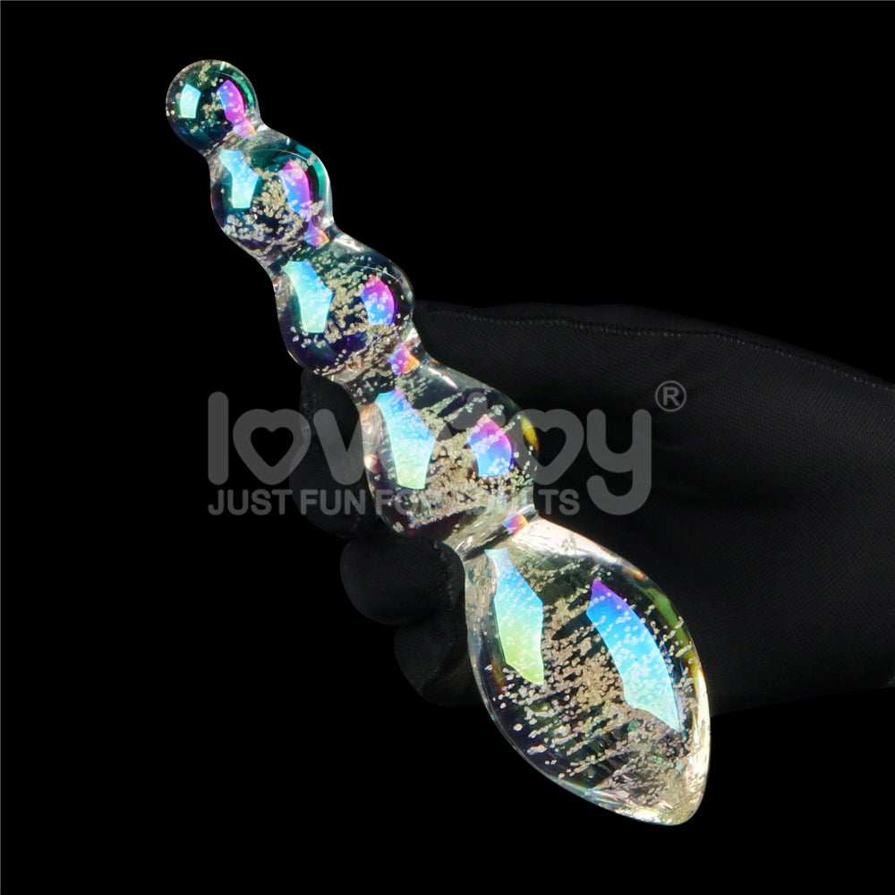 Lovetoy Glow-İn-The-Dark Twilight Gleam Glass Dildo-Tantalizing Orbs Cam Dildo LV610002