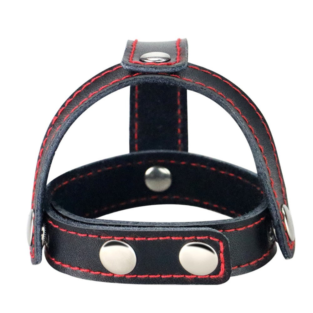 Lovetoy Bondage Fetish T-Style Leather Cockring With Ball Divider Penis Halkası