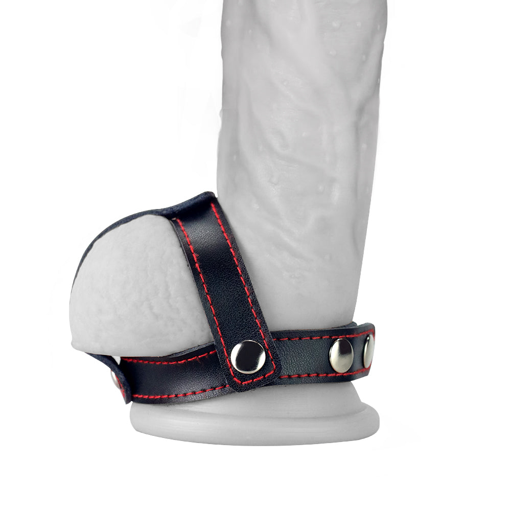 Lovetoy Bondage Fetish T-Style Leather Cockring With Ball Divider Penis Halkası