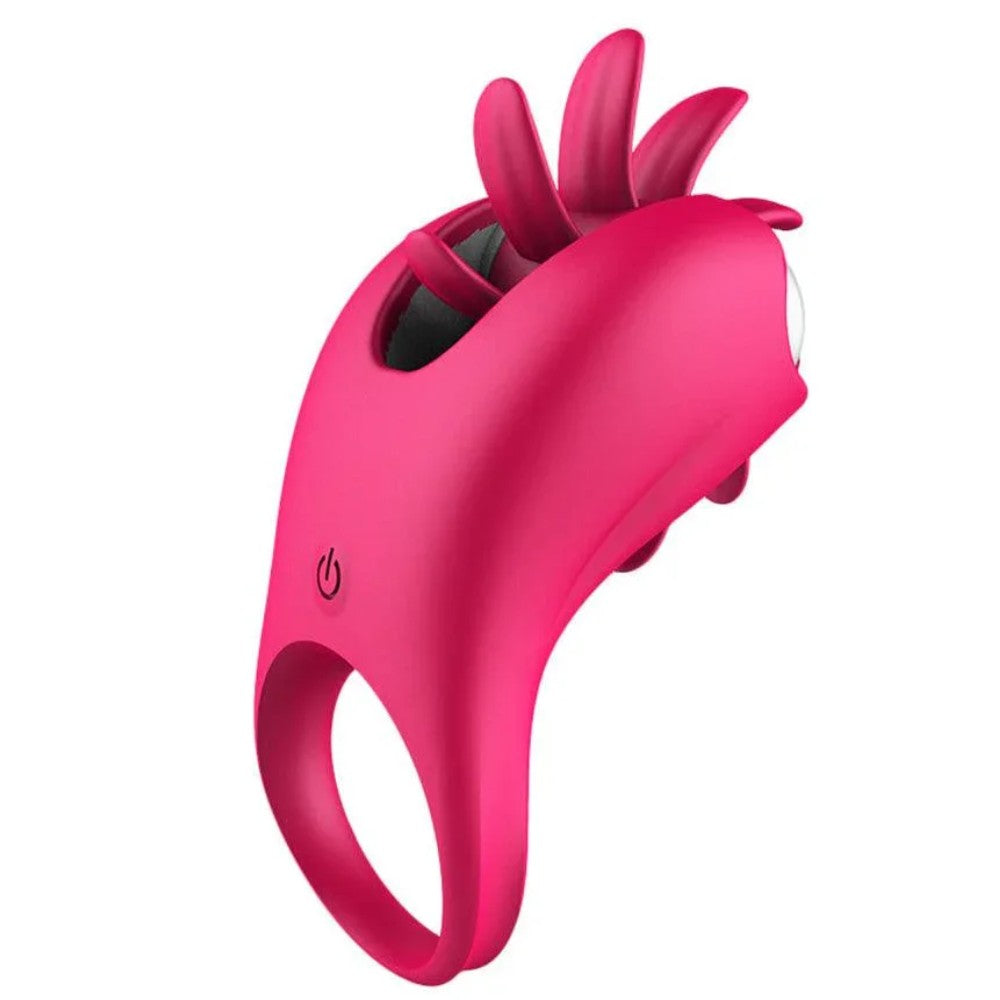 Cock Ring with Tongues Rechargeable Dönen Dilli Penis Halkası Pink