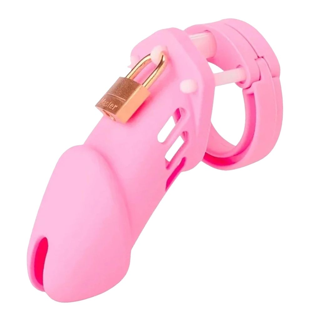 Master Chastity Devices Black Plastik Penis Kafesi Pink