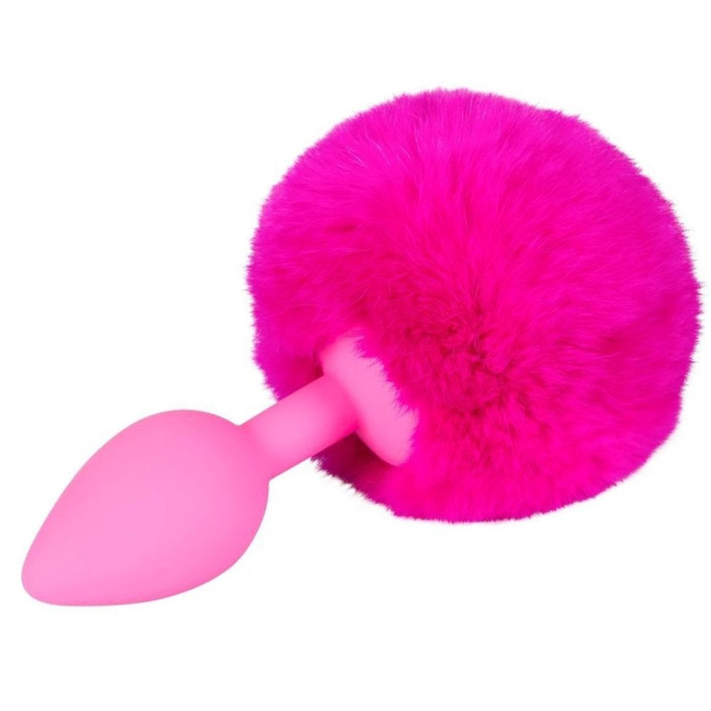 Anal Play Silicone  Bunny Tail Kuyruklu Anal Plug Dark Pink
