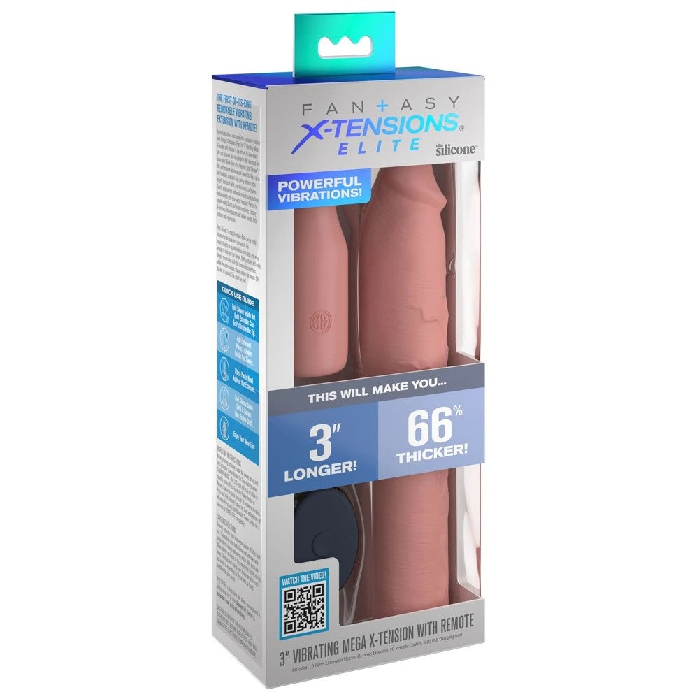 Pipedream Fantasy X-Tensions Elite 3'' Vibrating Remote Sleeve Penis Kılıfı