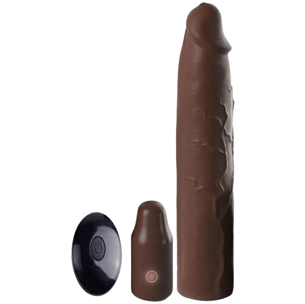 Pipedream Fantasy X-Tensions Elite 3'' Vibrating Remote Sleeve Penis Kılıfı Brown