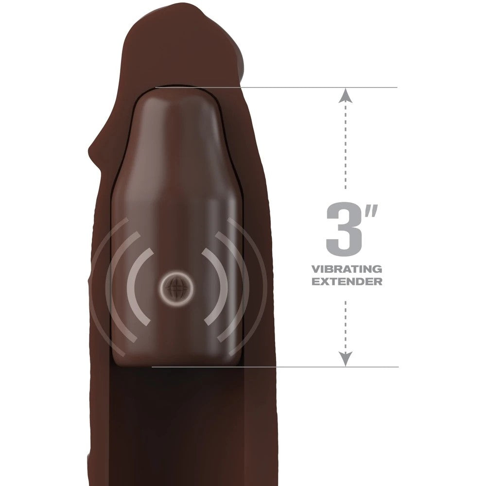 Pipedream Fantasy X-Tensions Elite 3'' Vibrating Remote Sleeve Penis Kılıfı Brown