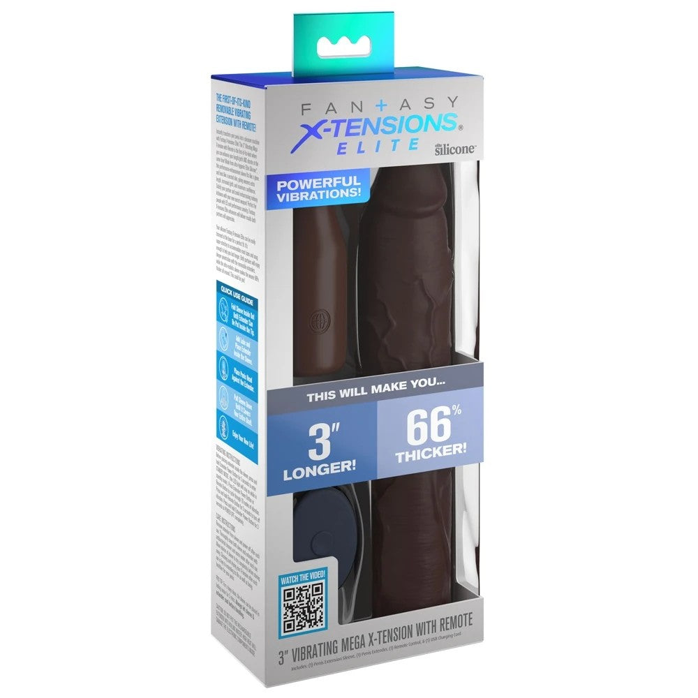 Pipedream Fantasy X-Tensions Elite 3'' Vibrating Remote Sleeve Penis Kılıfı Brown