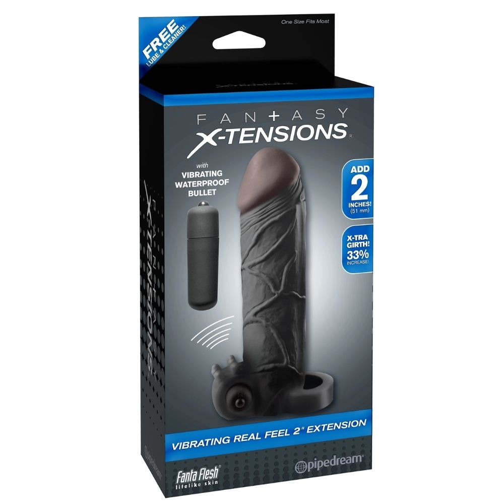 Pipedream Fantasy X-Tensions Vibrating Real Feel 2'' Titreşimli Penis Kılıfı Black