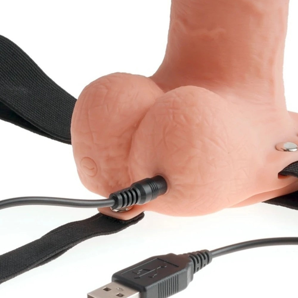 Pipedream Fetish Fantasy Series 7 Inch Hollow Rechargeable Strap-On with Balls