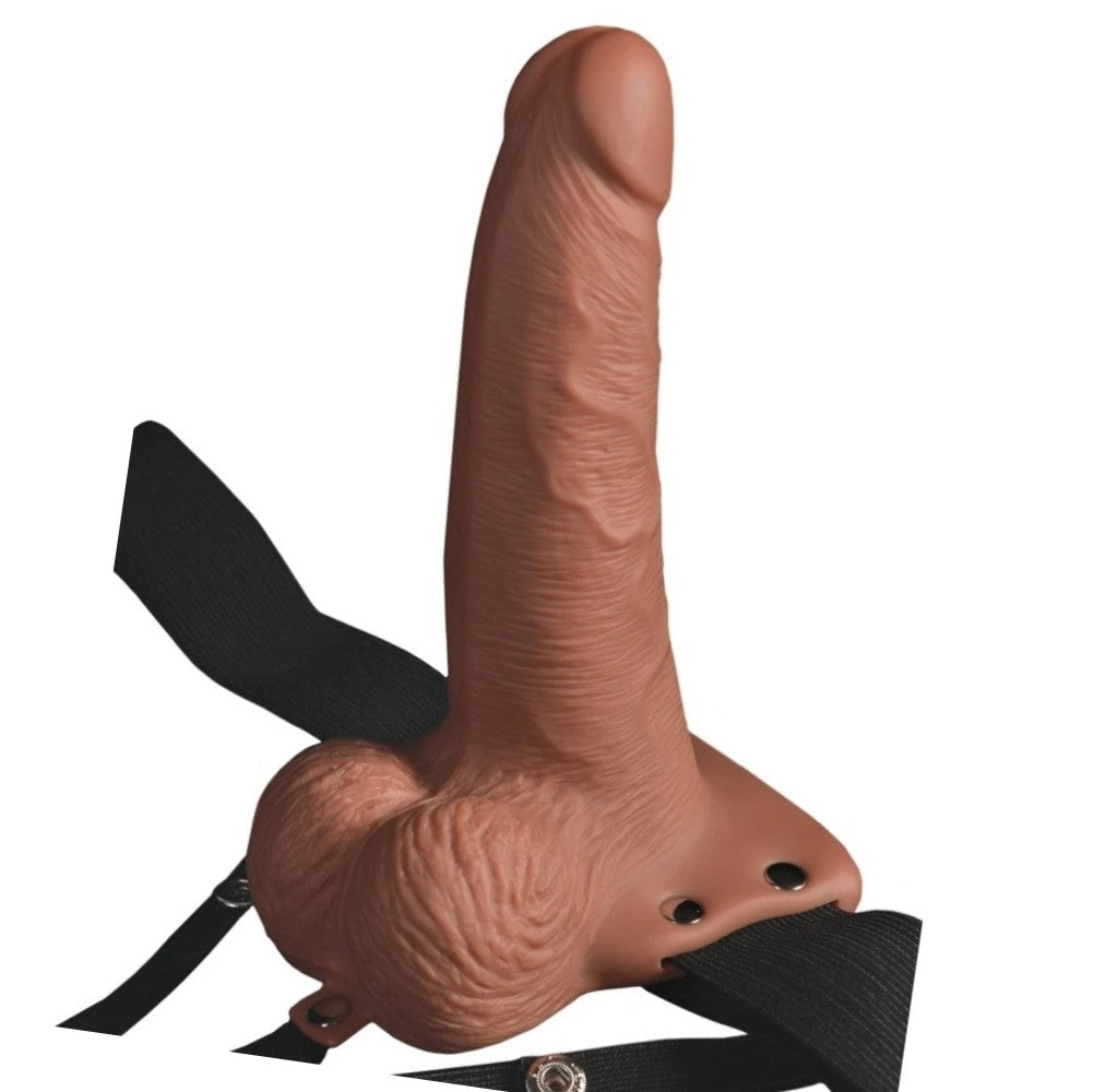 Pipedream Fetish Fantasy Series Hollow Vibrating Strap-On with Balls 6 Inch