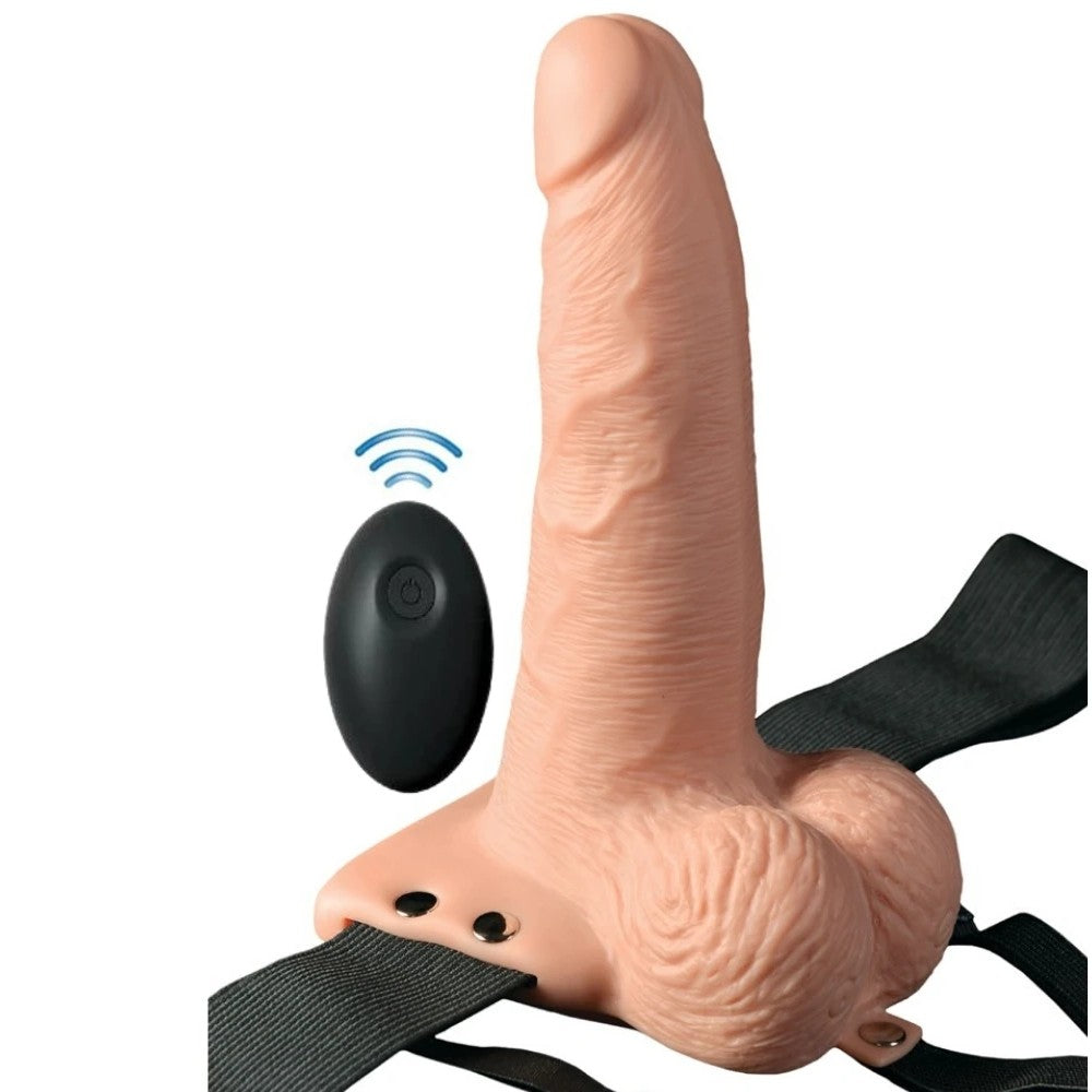 Pipedream Fetish Fantasy Series 6'' Remote Control Vibrating Strap-On with Balls İçi Boş Strapon