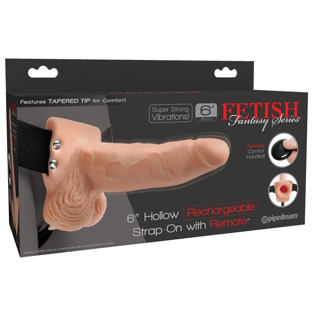 Pipedream Fetish Fantasy Series 6'' Remote Control Vibrating Strap-On with Balls İçi Boş Strapon