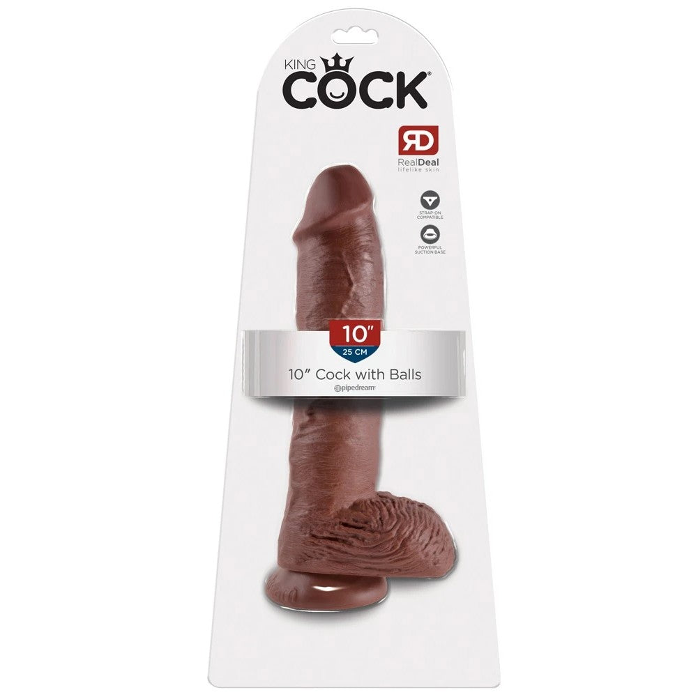 Pipedream King Cock 10 Inch Cock With Balls 25 cm Realistik Penis Brown