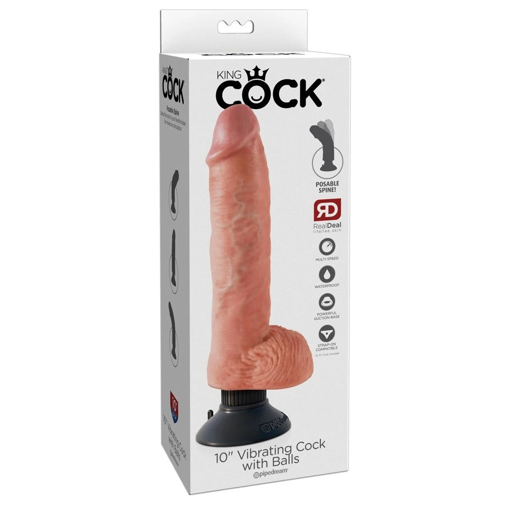 Pipedream King Cock 10 İnch Vibrating Cock With Balls Flesh Titreşimli Penis