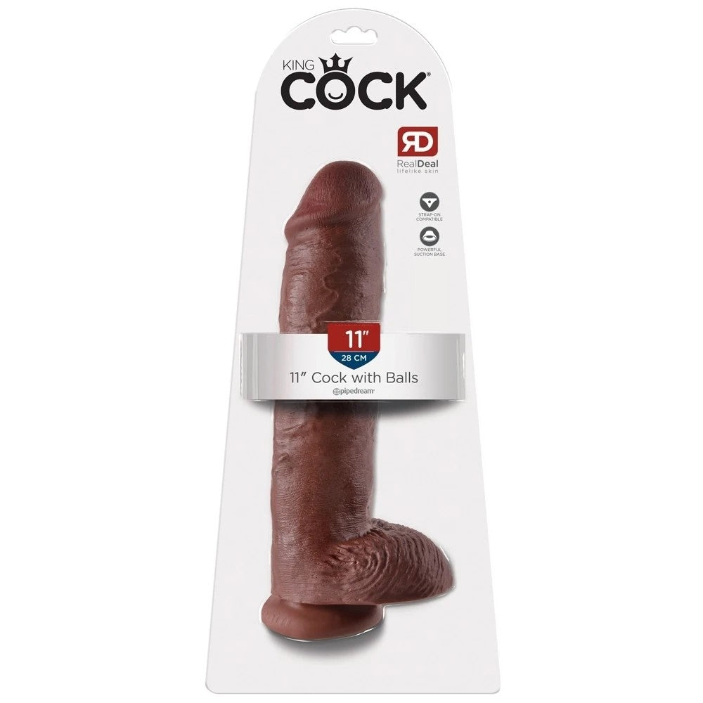 Pipedream King Cock 11 Inch Cock With Balls 28 cm Realistik Penis Brown