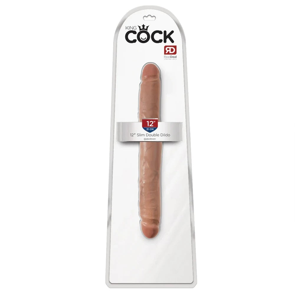 Pipedream King Cock 12'' Slim Double Dildo Çift Taraflı Penis Caramel