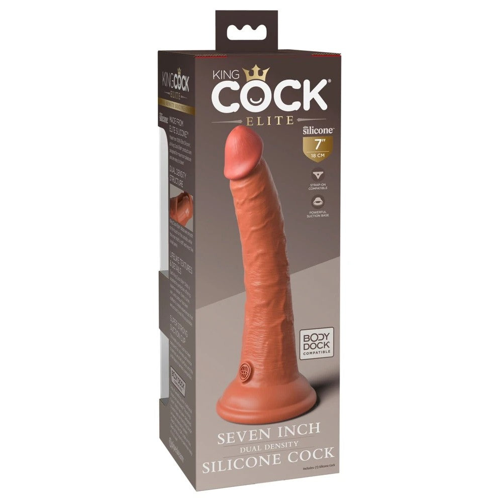 Pipedream King Cock Elite 7 İnch Dual Density Silicone Cock Realistik Penis Brown