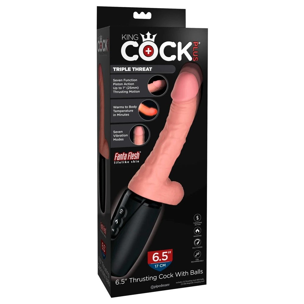 Pipedream King Cock Plus Triple Threat 6.5 Inch Isıtmalı ve İleri Geri Hareketli Penis