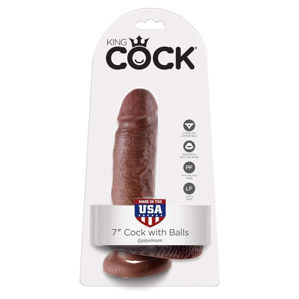 Pipedream King Cock 7 Inch Cock With Balls Realistik Penis Brown