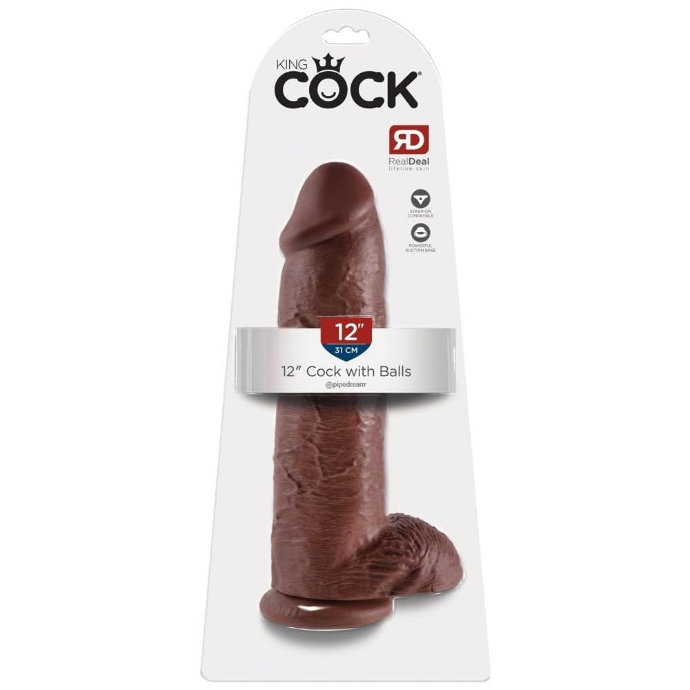 Pipedream King Cock 12 Inch Cock With Balls Realistik Penis Brown