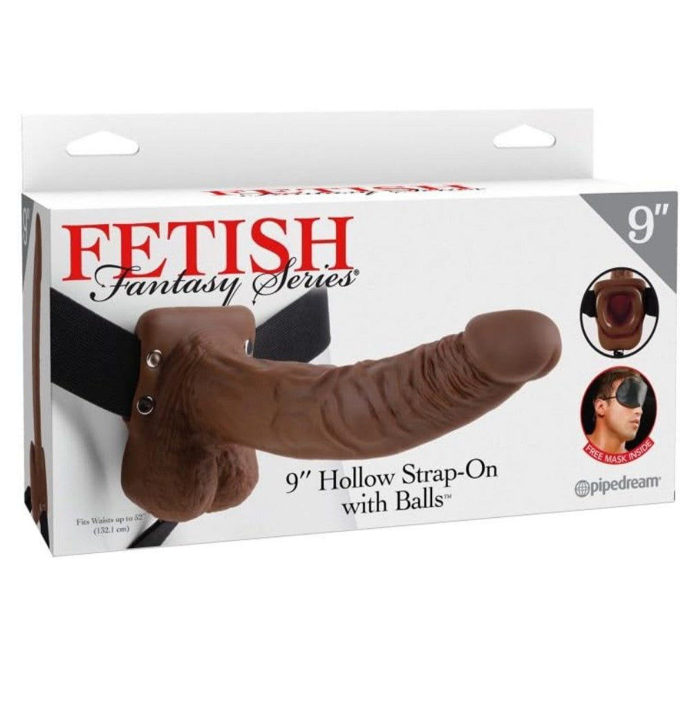 Pipedream Fetish Fantasy Series 9 Inch Hollow Strap-On With Balls Brown